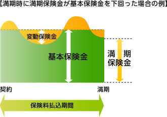 満期時に満期保険金が基本保険金を下回った場合の例